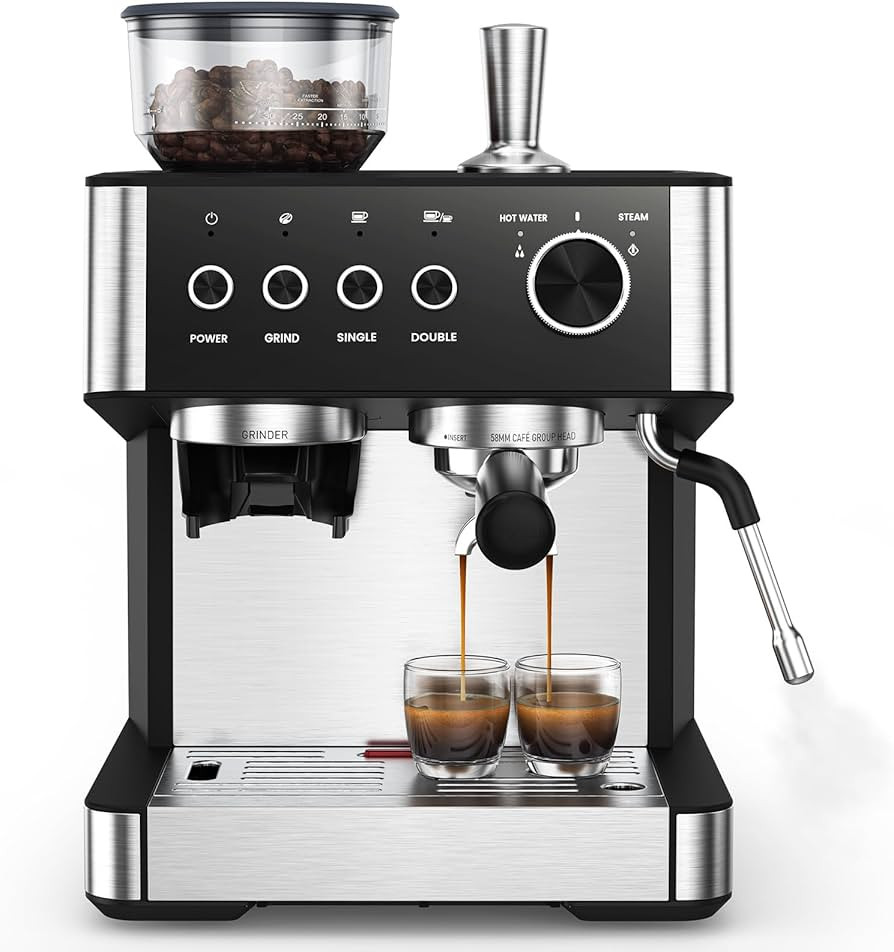 (2025 Upgrade)20 Bar Espresso Machine with Built-in Anti-Clog Coffee Grinder, Expresso Coffee Mac... | Amazon (US)