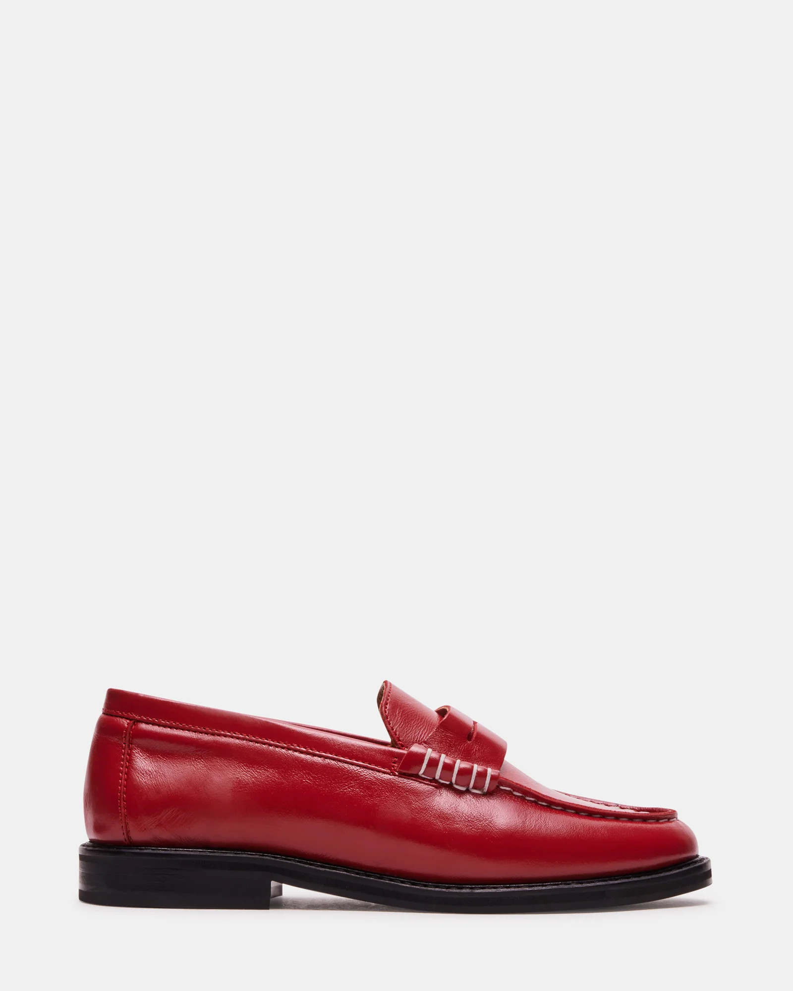 MADISON Red Leather Penny Loafer | Women's Loafers | Steve Madden (US)