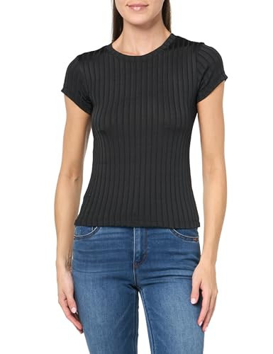 CLUB MONACO Women's Shiny Wide Rib Bowee Tee, Black/Noir | Amazon (US)