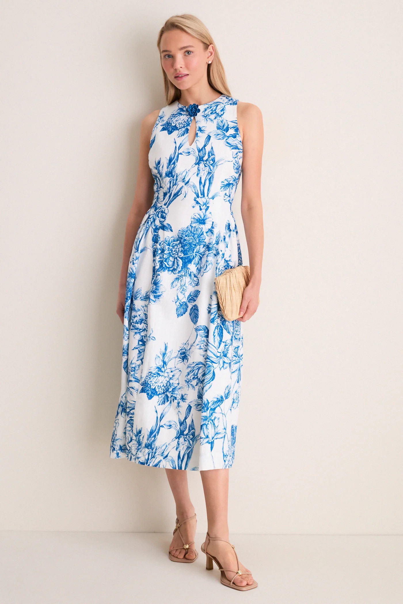 Blue & White Blooms Floral Posey Midi Dress | Tuckernuck (US)