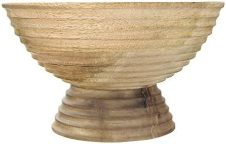 Creative Co-Op Ridged Mango Wood Footed Bowl, Brown | Amazon (US)