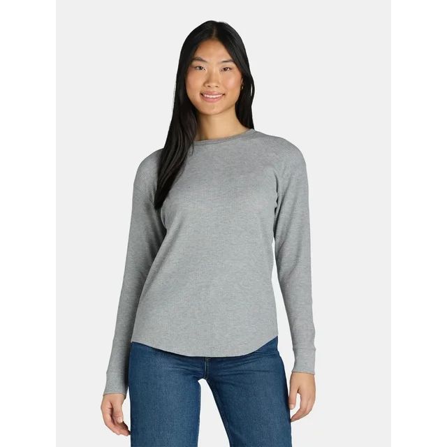 Time and Tru Women’s Essential Thermal T-Shirt with Long Sleeves, Sizes XS-XXXL | Walmart (US)