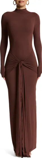 Tie Front Long Sleeve Maxi Dress | Nordstrom