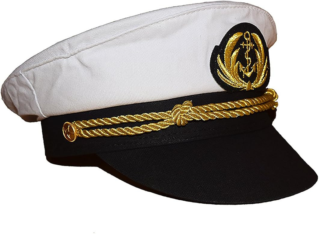 Admiral Captain Yacht Hat Snapback Gold Embroidery Anchor Skippers Cap for Party | Amazon (US)