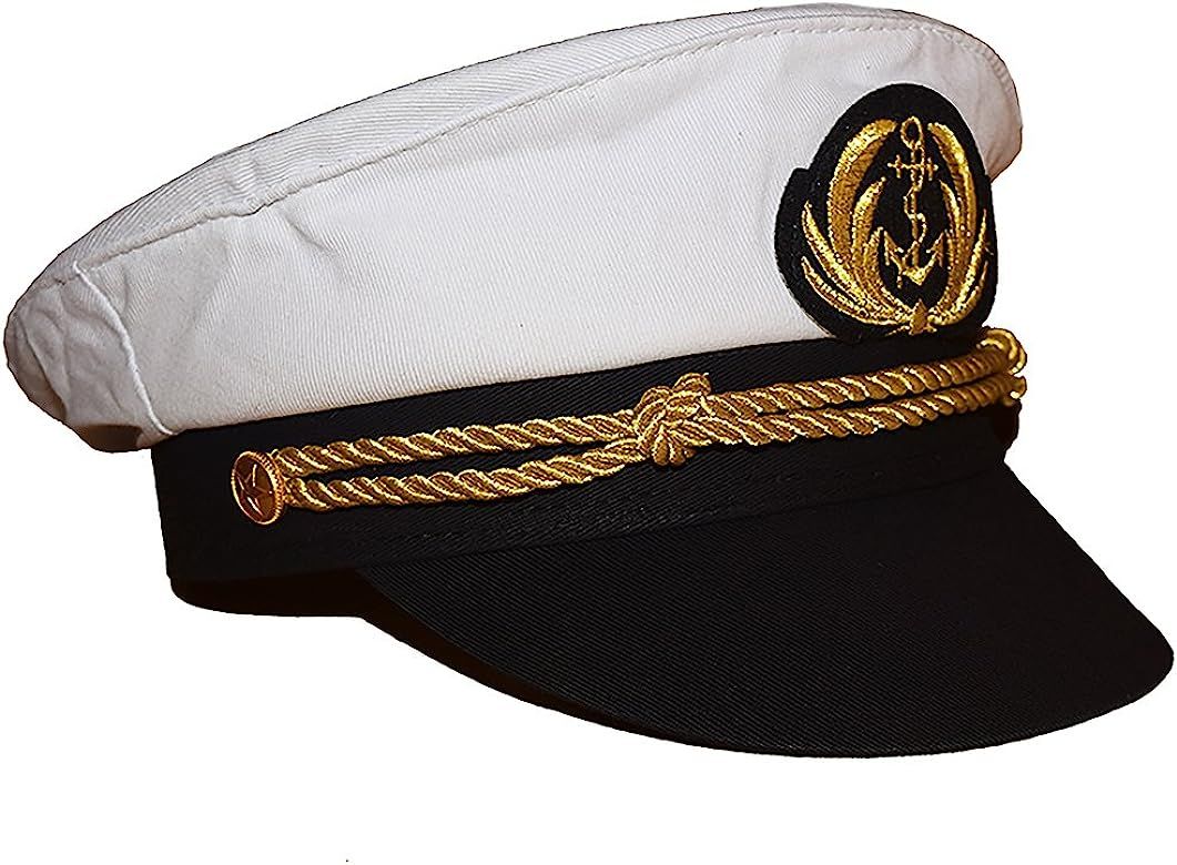 Admiral Captain Yacht Hat Snapback Gold Embroidery Anchor Skippers Cap for Party | Amazon (US)