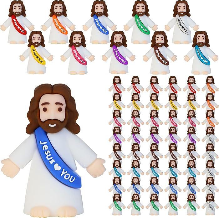 50 Pcs Little Jesus Figures, Mini Jesus Figurines in Bulk Easter Jesus Loves You Tiny Christ Toys... | Amazon (US)