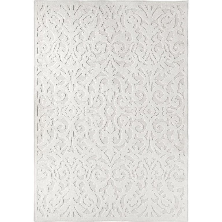 My Texas House Lady Bird 6'6" x 9'6" Natural Damask Outdoor Rug | Walmart (US)