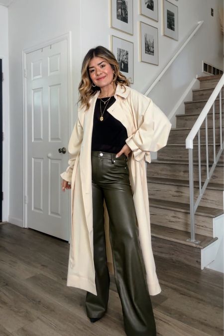 NSALE picks✨✨✨ favorite trench coat from the sale!!! The sleeves are amazing!! 
Pants are size xs. 
Trench coat size 4
Top size small

#LTKsalealert #LTKSeasonal #LTKxNSale