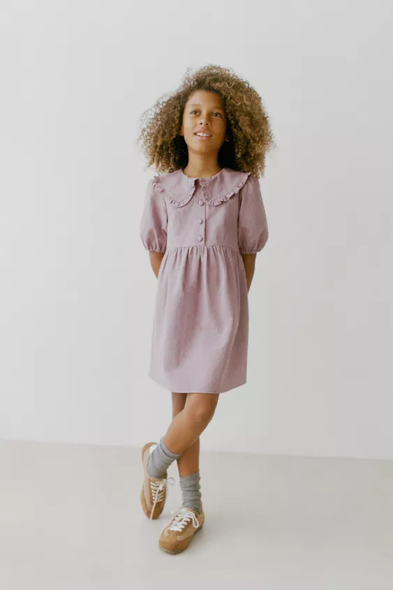 GINGHAM CHECK COLLAR DRESS | Zara US