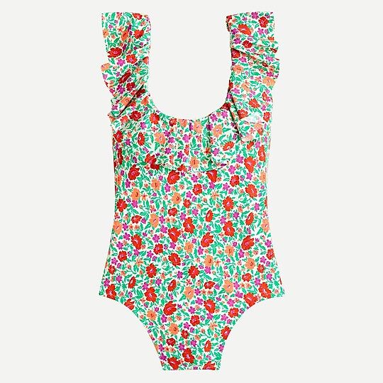 Ruffle scoopback one-piece in storybook floral | J.Crew US