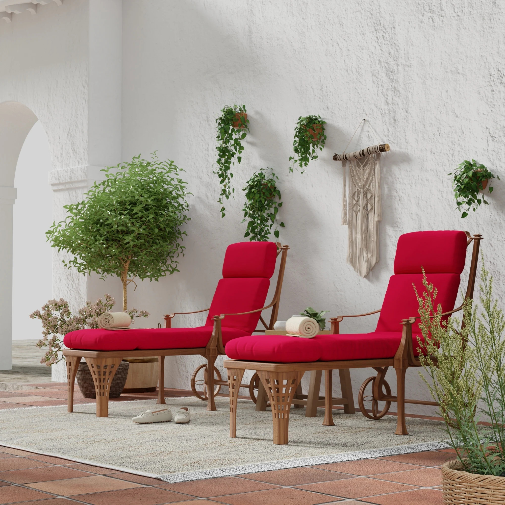 72" x 22" Outdoor Chaise Lounge Cushion with Ties and Loop - 72'' L x 22'' W x 3.5'' H | Bed Bath & Beyond