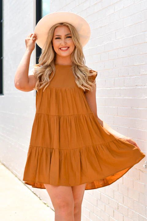 Seeking Sunshine Babydoll Dress - Camel | The Impeccable Pig