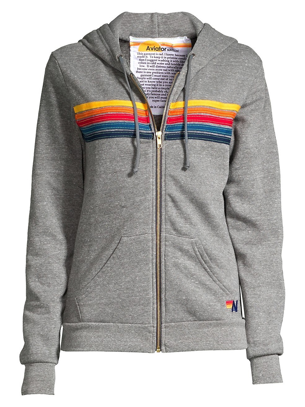 Aviator Nation Five-Stripe Zip-Front Hoodie | Saks Fifth Avenue
