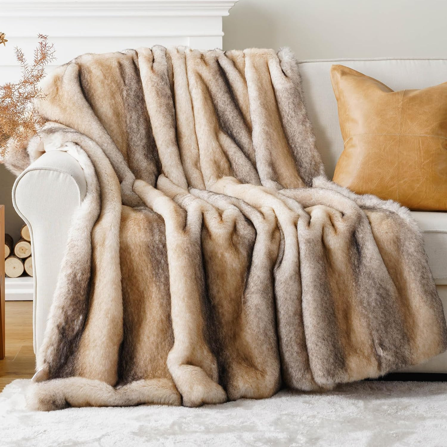 BATTILO Luxury Faux Fur Throw Blanket for Couch, 50"x60", Thick, Smoothly | Amazon (US)