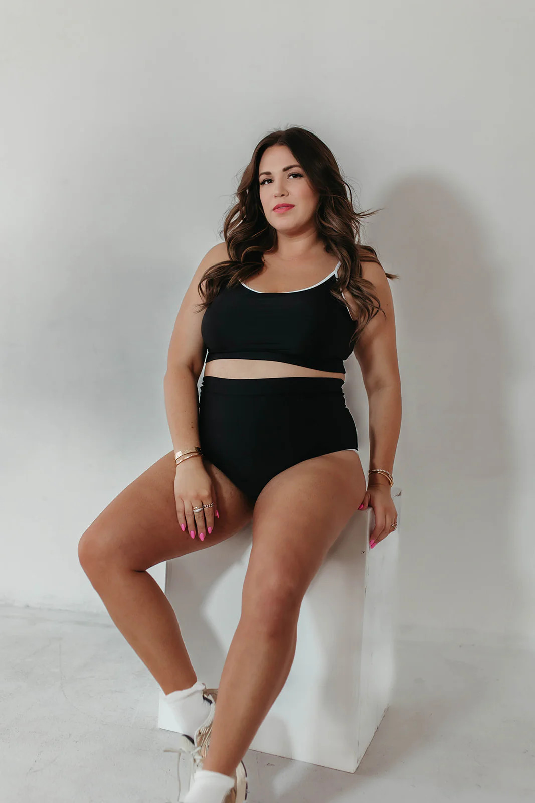 COCO TWO PIECE IN BLACK AND WHITE TRIM BY PINK DESERT | Pink Desert