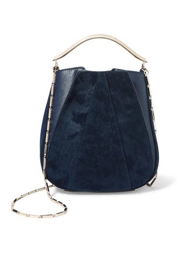 Eddie Borgo - Pepper Mini Pochette Twill And Textured-leather Bucket Bag - Navy | NET-A-PORTER (US)