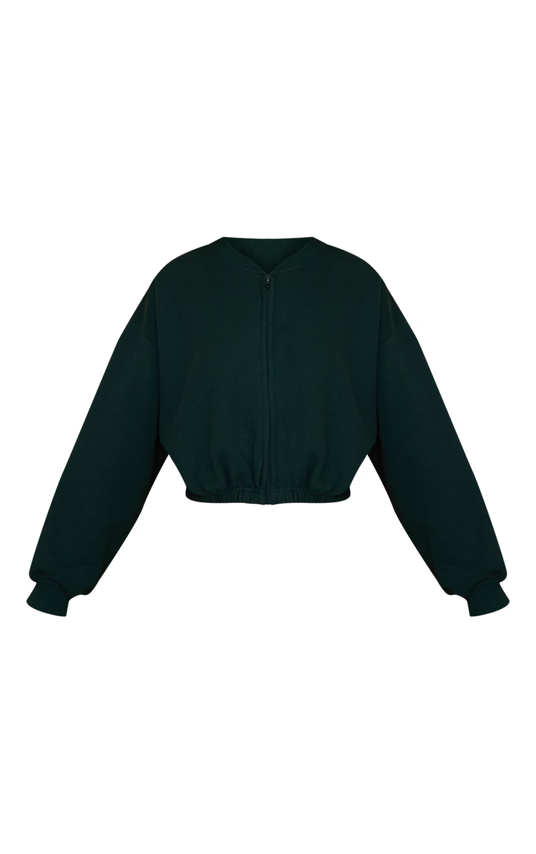 Pine Green Drawcord Waist Cropped Zip Up Sweatshirt | PrettyLittleThing UK