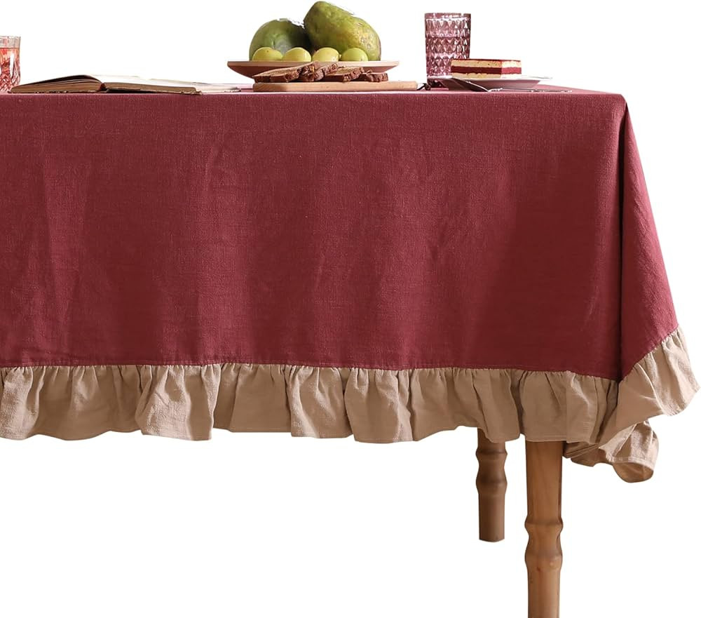 patdrea Designer Vintage Soft Rectangular Tablecloth,Red French Cotton Linen Table Cloth,Old Farm... | Amazon (US)