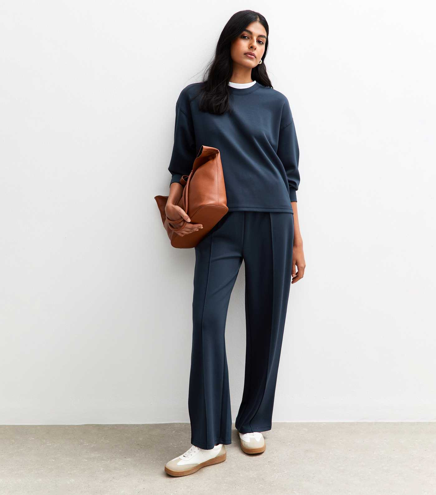 Navy Premium Oversized Crew Neck Sweatshirt | New Look | New Look (UK)