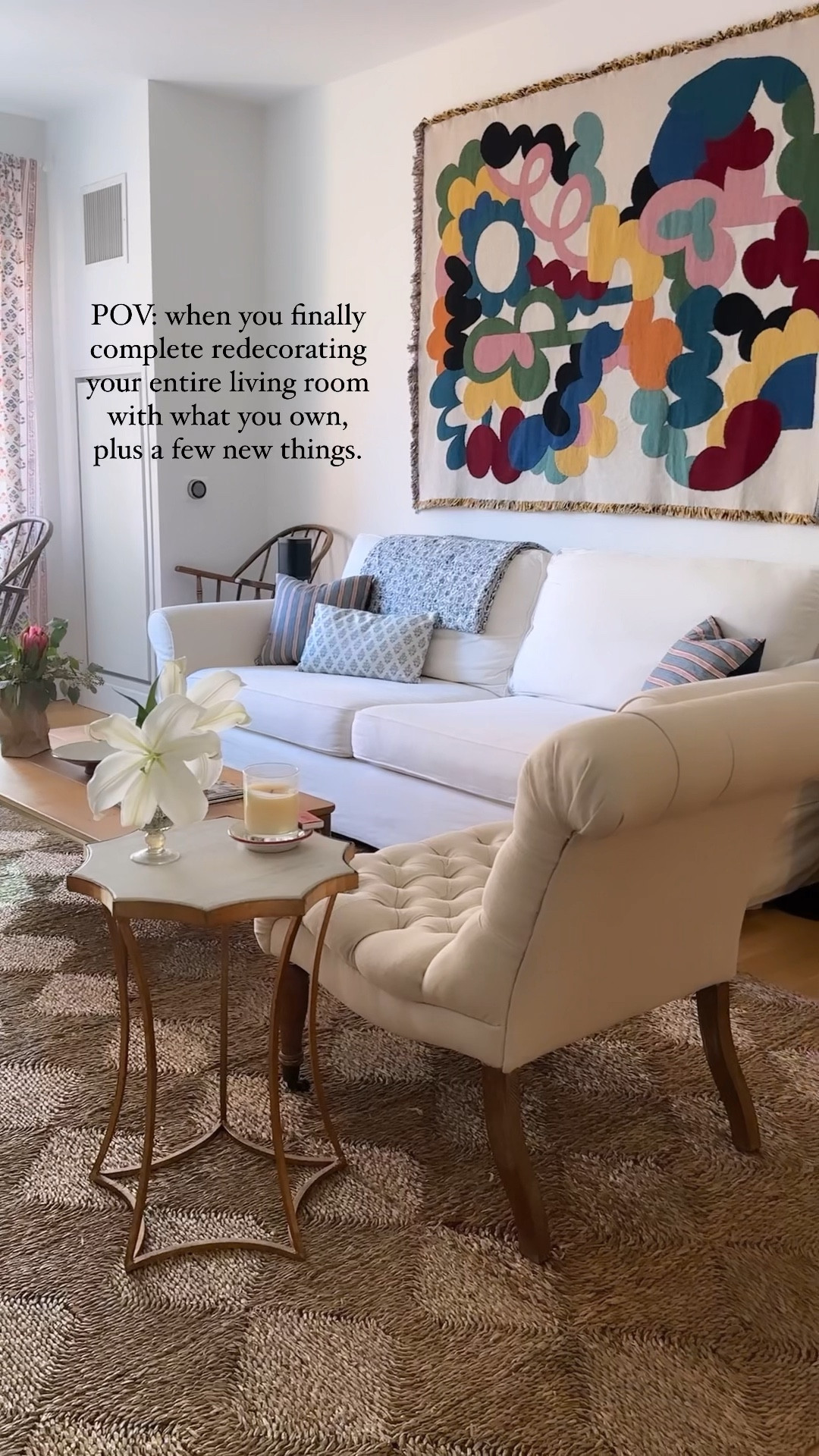 Our living room makeover is complete. In addition to using a lot of what I already owned, I judiciously sprinkled in some new pieces with proportion and aesthetic impact as key considerations. As always, I tried to pick pieces that felt special and would stand the test of time. Shop a mix of my old and new pieces here.