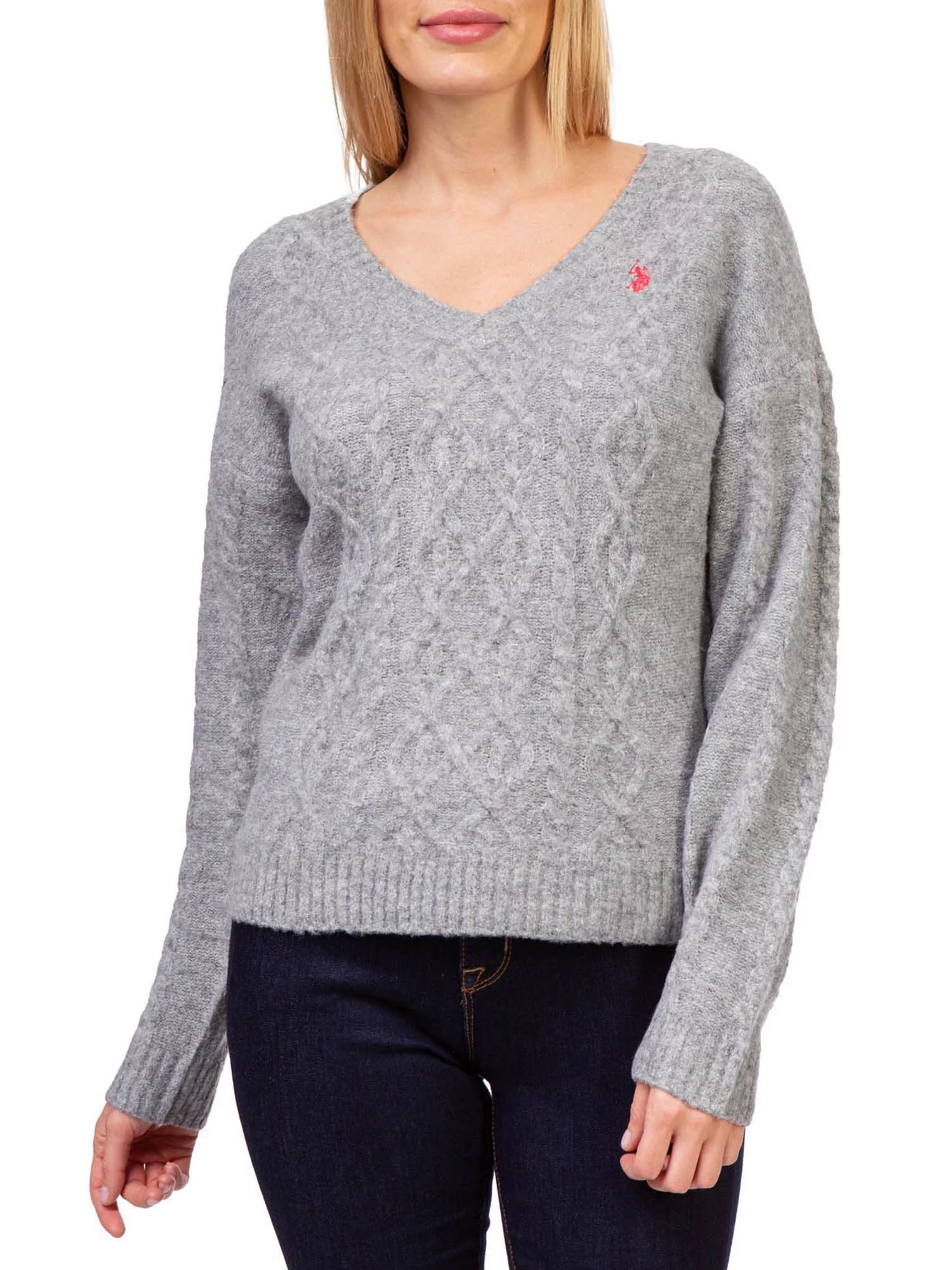U.S. Polo Assn. V-Neck Cable Knit Sweater | Walmart (US)
