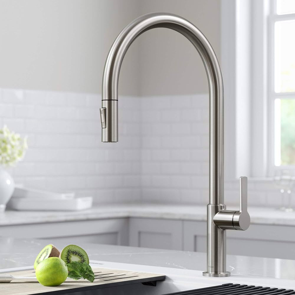 Kraus KPF-2821SFS Oletto High-Arc Single Handle Pull-Down Kitchen Faucet, 21 Inch, Spot Free Stai... | Amazon (US)