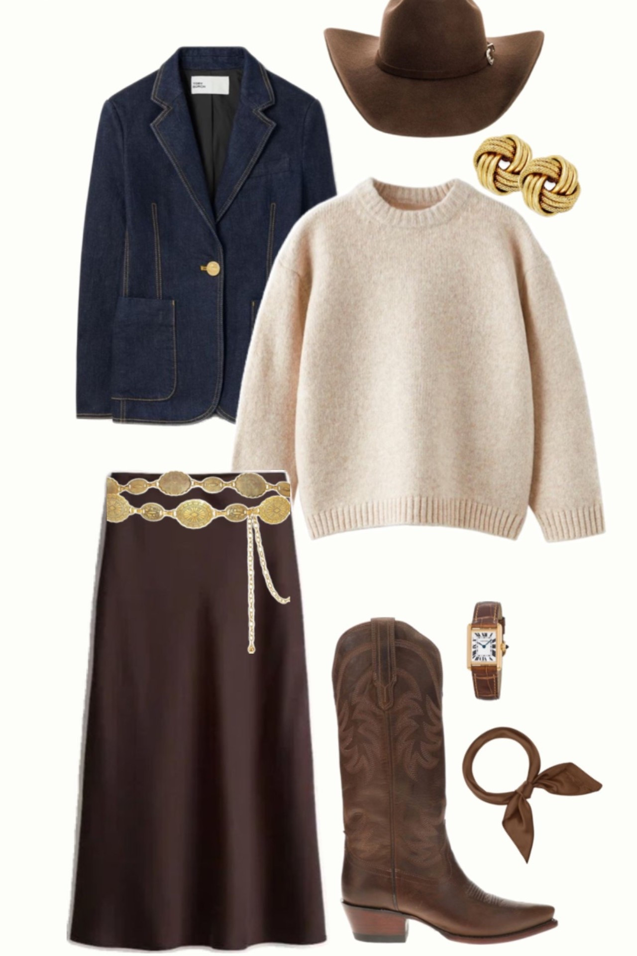 Western chic outfit idea 

brown satin midi skirt outfit, Tecovas cowboy boot, cream knit sweater, denim blazer, western style, rodeo outfit idea, fall style, cream sweater, denim jacket, brown cowboy boots 

#LTKCyberWeek #LTKootd #LTKSeasonal