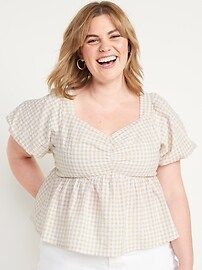 Puff-Sleeve Smocked Seersucker Babydoll Swing Blouse for Women | Old Navy (CA)