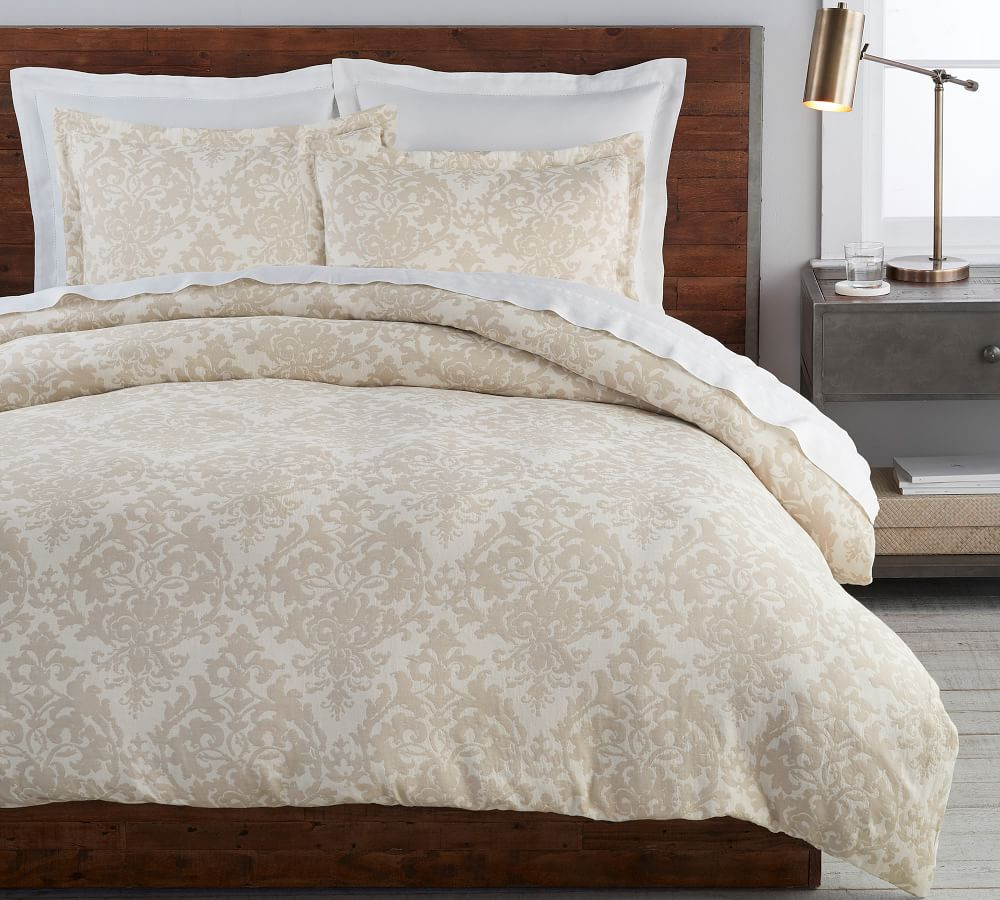 Jacquard Medallion Cotton/Linen Duvet Cover | Pottery Barn (US)