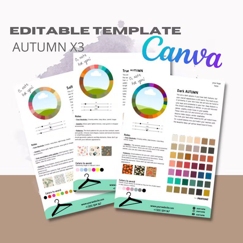 Autumn Fall Seasonal Templates Editable Canva Document for Stylist Business as Format Instant Dow... | Etsy (US)