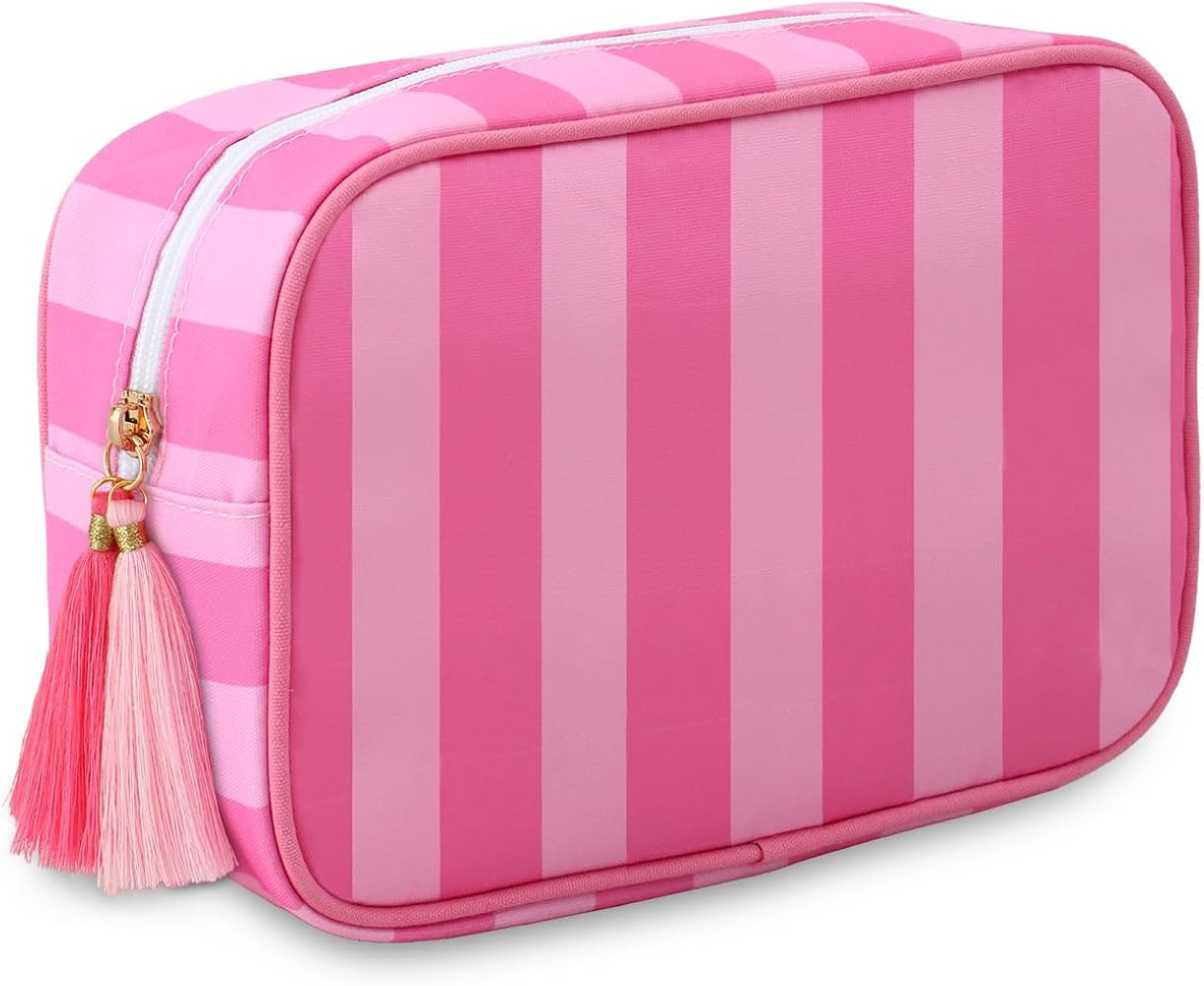 Makeup Bag Travel Cosmetic Bag Organizer Tassel Toiletry Bag Large Canvas Zipper Pouch Mahjong Ti... | Amazon (US)