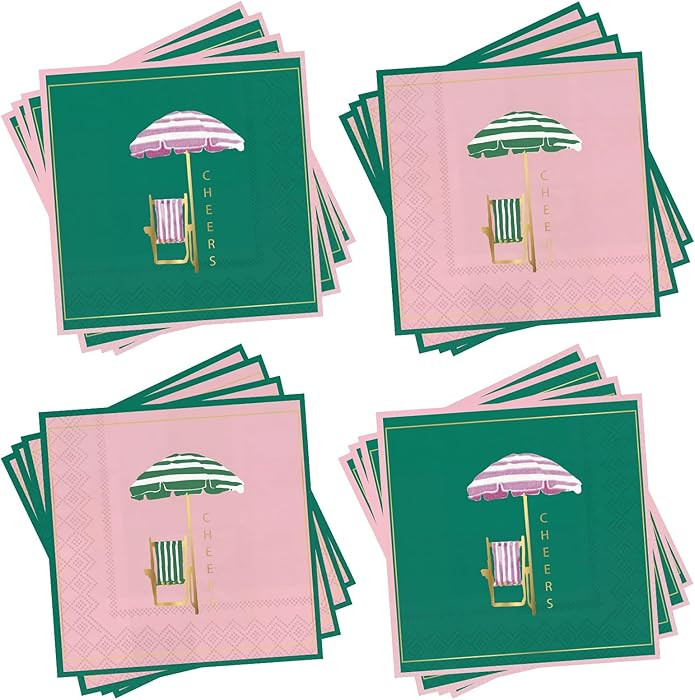 100 PCS Palm Beach Party Napkins Bulk - Disposable Umbrella Cheers Paper Cocktail Napkin for Spri... | Amazon (US)
