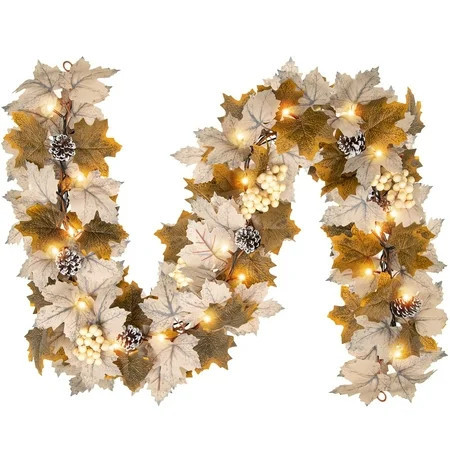  Scidweet Fall Garlands with Lights, 6 FT 30 LED Fake Autumn Maple Leaves Garland Fall Decorations for Home Party Fireplace Table Porch Table Thanksgiving Harvest Halloween Decor | Walmart (US)