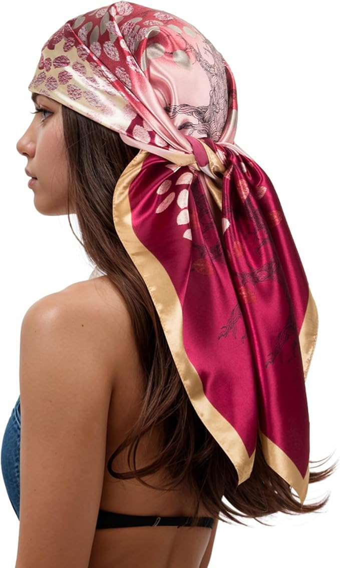 RIIQIICHY Head Scarf for Women Like Silk Scarf Hair Scarf Printed Square Scarf Bandanas for Women... | Amazon (US)