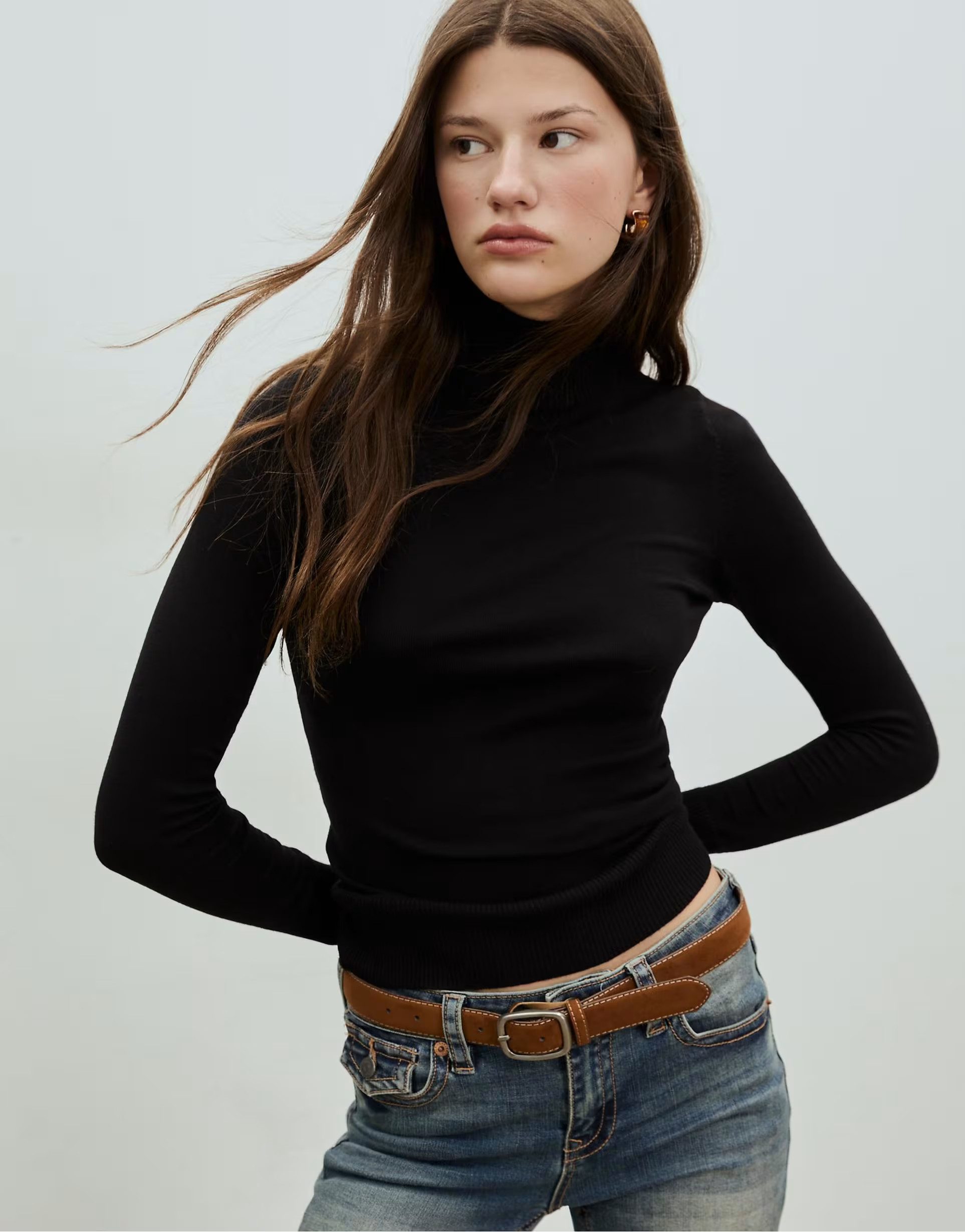 Stradivarius high neck knit jumper in black | ASOS (Global)