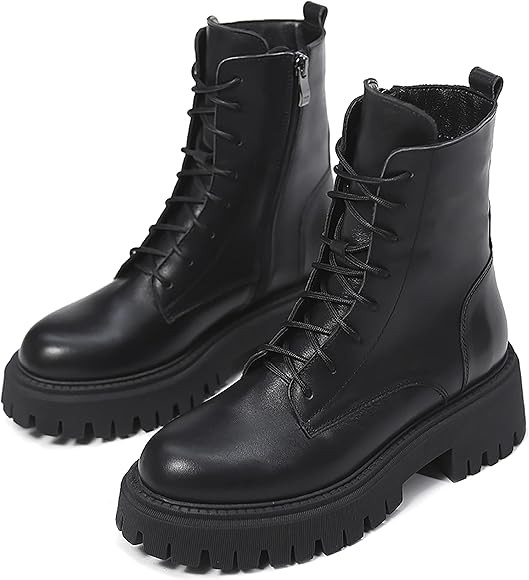 ELLASI Ashoun Leather Women's Combat Boots | Amazon (US)