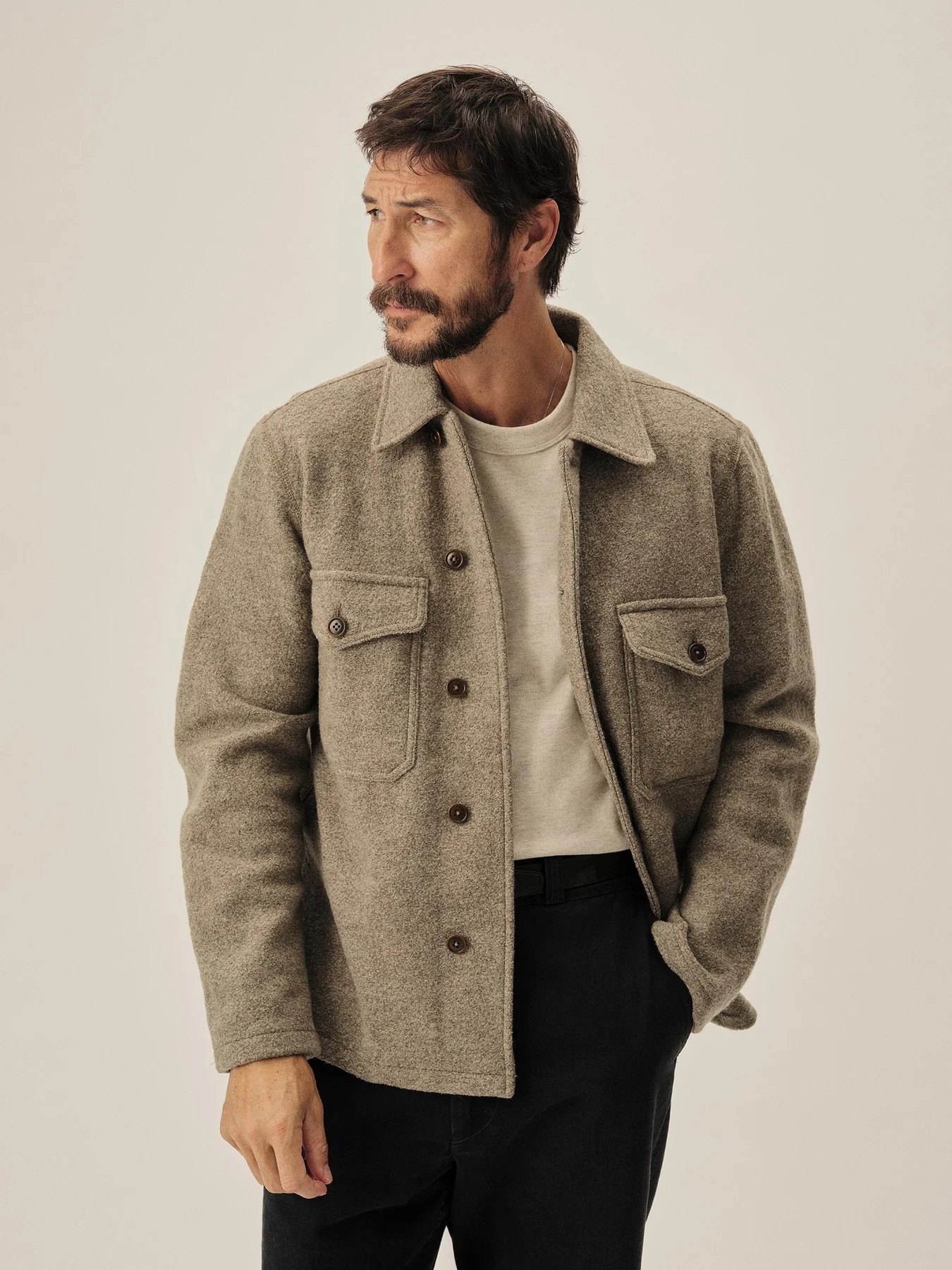 Heather Stone Felted Wool Field Shirt - Buck Mason- Modern American Classics | Buck Mason
