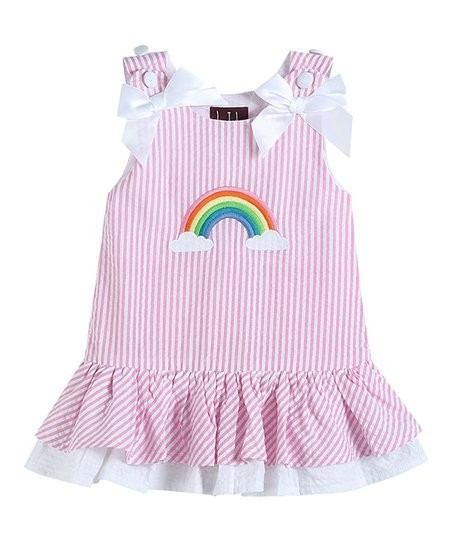 Pink Gingham Rainbow Appliqué Ruffle Sleeveless Dress - Infant & Girls | Zulily
