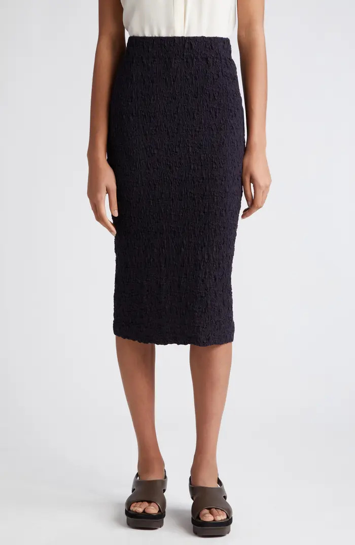 Smocked Cotton Blend Midi Skirt | Nordstrom