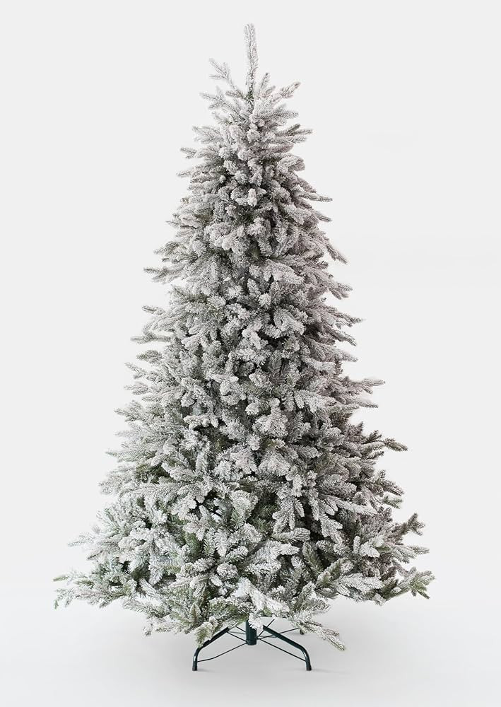 KING OF CHRISTMAS 7.5ft Snow Flocked Artificial Christmas Tree Unlit, Queen Flock Christmas Tree ... | Amazon (US)