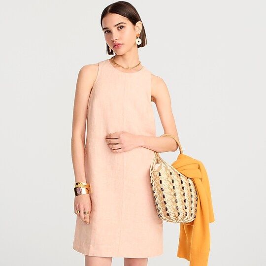 Button-back linen shift dress | J.Crew US