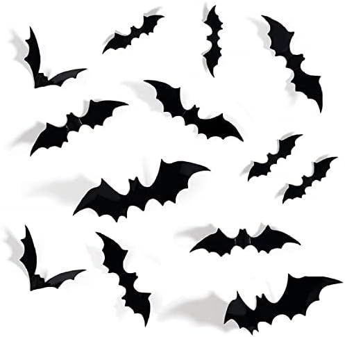 72 PCS Halloween 3D Bats Decoration, DIY Scary Wall Bats Wall Decal Wall Stickers 4 Different Siz... | Amazon (US)