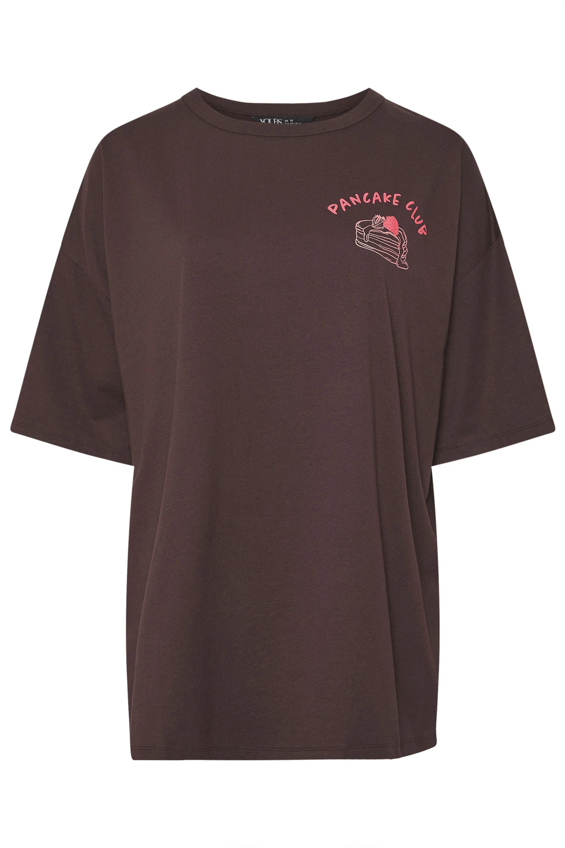 YOURS Plus Size Brown 'Pancake Club' Boxy Back Print T-Shirt | Yours Clothing UK