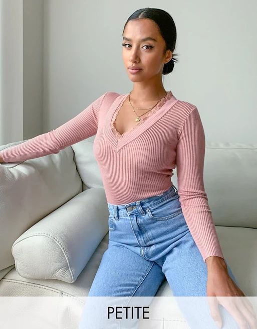 Missguided Petite knit bodysuit in pink | ASOS (Global)