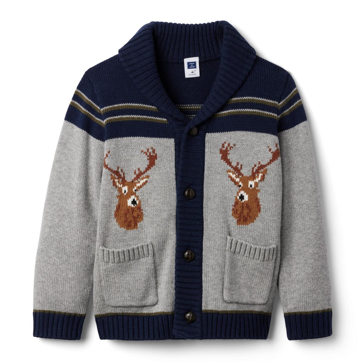 Reindeer Shawl Collar Cardigan | Janie and Jack