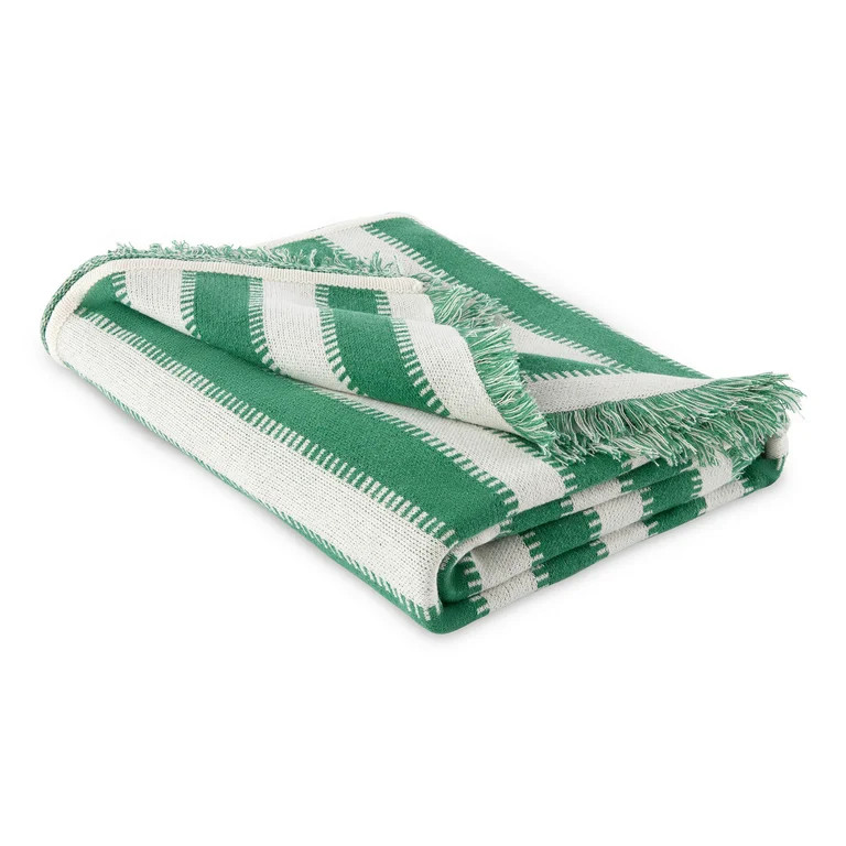 Mainstays by Becky G. & Alejandra Tapestry Knit Throw, Green Stripe, 50" x 60" | Walmart (US)