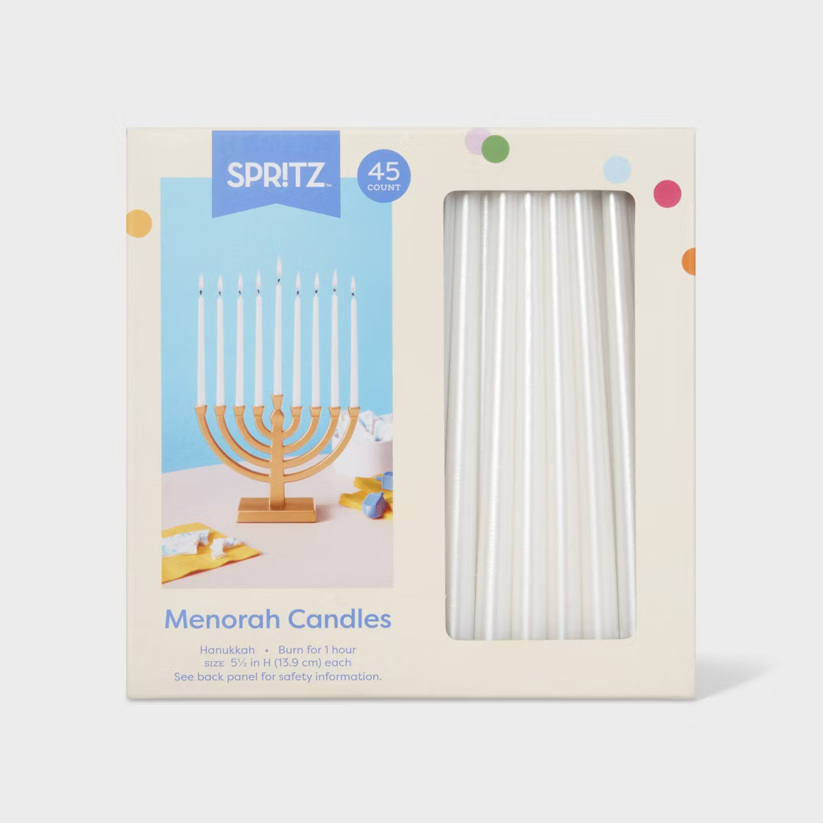 45ct 5.5" Hanukkah Menorah Wax Candles Pearlized White - Spritz™ | Target