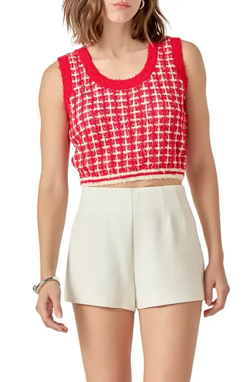 Endless Rose Knit Crop Top in Red/Cream at Nordstrom, Size Small | Nordstrom