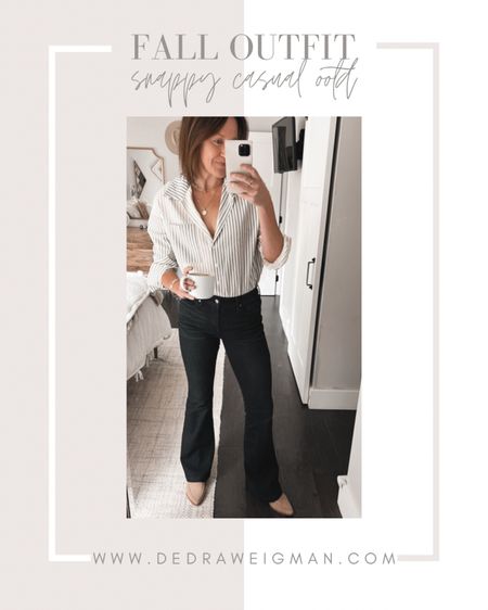 Loving this snappy casual outfit! Flare jeans are back & this button down shirt is perfect for these jeans! Walmart & Amazon outfit for the win. Linking this casual outfit you can shop! 

#falloutfits #fallcasual 

#LTKSeasonal #LTKstyletip #LTKunder50