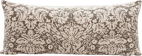 Creative Co-Op Cotton Chenille Jacquard Lumbar, Brown & Cream Color Pillow, 1 Count (Pack of 1) | Amazon (US)